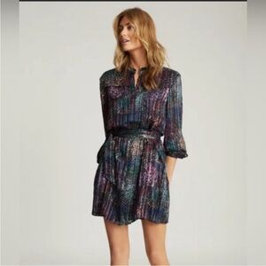 Reiss IslaBlack Metallic High Neck Shift dress . Size 6 - beautiful!